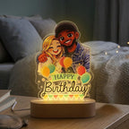 Bazinco Personalized Birthday Couple Caricature LED Lamp | Custom Photo to Cartoon Acrylic Night Lamp | Birthday Gift for Boyfriend, Girlfriend, Husband & Wife