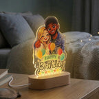 Bazinco Personalized Birthday Couple Caricature LED Lamp | Custom Photo to Cartoon Acrylic Night Lamp | Birthday Gift for Boyfriend, Girlfriend, Husband & Wife
