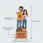 Bazinco Personalized By My Side Sibling Caricature | Custom Brother Sister Gift Plaque | Acrylic Keepsake for Raksha Bandhan & Birthday