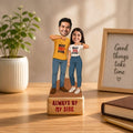 Bazinco Personalized By My Side Sibling Caricature | Custom Brother Sister Gift Plaque | Acrylic Keepsake for Raksha Bandhan & Birthday