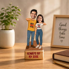 Bazinco Personalized By My Side Sibling Caricature | Custom Brother Sister Gift Plaque | Acrylic Keepsake for Raksha Bandhan & Birthday