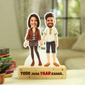Bazinco Personalized Caricature with Wooden Stand for Friends | Custom Acrylic Plaque | Unique Best Friend Gift for Birthday & Friendship Day
