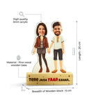 Bazinco Personalized Caricature with Wooden Stand for Friends | Custom Acrylic Plaque | Unique Best Friend Gift for Birthday & Friendship Day