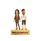 Bazinco Personalized Caricature with Wooden Stand for Friends | Custom Acrylic Plaque | Unique Best Friend Gift for Birthday & Friendship Day
