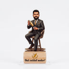 Bazinco Custom Cocktail Maker Caricature | Personalized Bartender Acrylic Standee with Wooden Base | Creative Gift for Mixologist, Home Bar & Office Desk