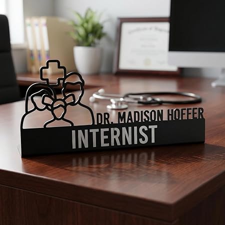 Bazinco Doctor Care Personalized Doctor Name Plate | Custom Physician Desk Name Board for Clinic