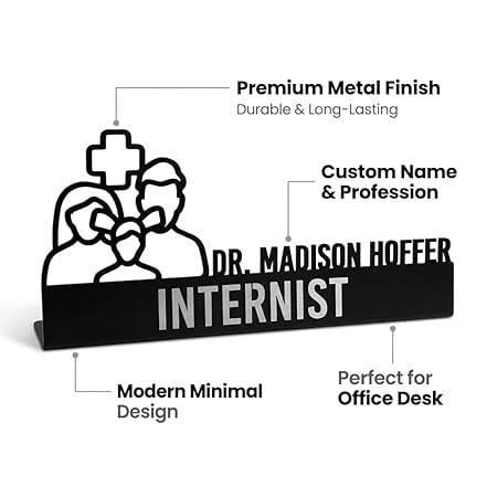 Bazinco Doctor Care Personalized Doctor Name Plate | Custom Physician Desk Name Board for Clinic