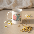 Bazinco Personalized Floral Monogram Name Coffee Mug | Custom Initial & Name Ceramic Mug | Personalized Tea & Coffee Cup Gift for Women, Girls, Friends, Wife | 325ml
