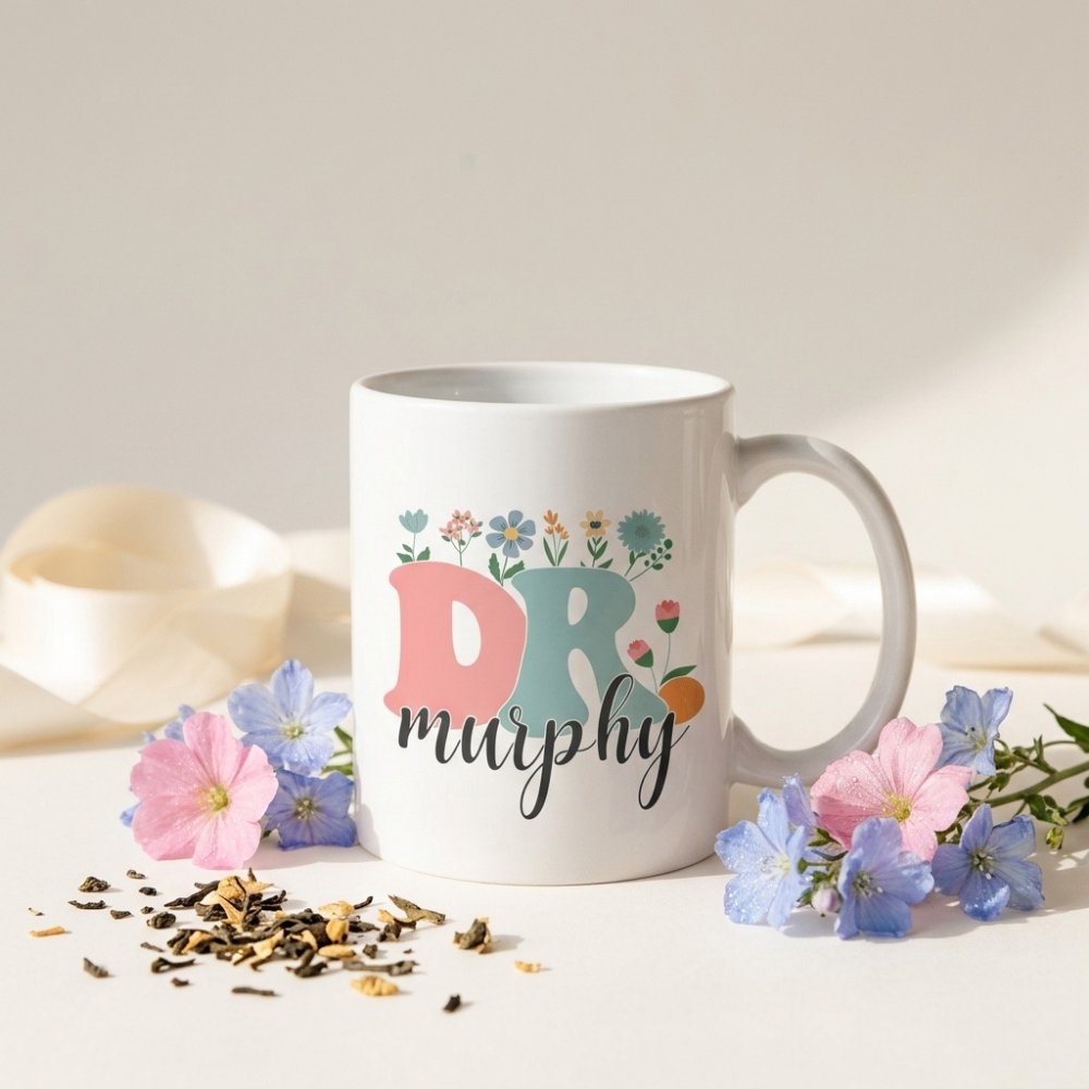 Bazinco Personalized Floral Monogram Name Coffee Mug | Custom Initial & Name Ceramic Mug | Personalized Tea & Coffee Cup Gift for Women, Girls, Friends, Wife | 325ml