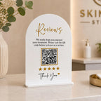 Bazinco Personalized Google Review QR Stand | Custom Acrylic Review QR Code Display Sign | Business Counter Feedback Display | Reception Desk Sign