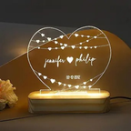 Bazinco Personalized Heart Couple LED Name Lamp | Custom Acrylic Night Lamp with Names & Special Date | Romantic Anniversary Gift for Couples