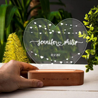 Bazinco Personalized Heart Couple LED Name Lamp | Custom Acrylic Night Lamp with Names & Special Date | Romantic Anniversary Gift for Couples