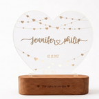Bazinco Personalized Heart Couple LED Name Lamp | Custom Acrylic Night Lamp with Names & Special Date | Romantic Anniversary Gift for Couples