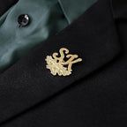 Bazinco Personalized Floral Initials Lapel Pin – Custom Monogram Brooch for Men