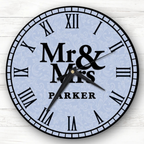 Bazinco Personalized Mr & Mrs Wall Clock | Custom Family Name Vintage Roman Numeral Wall Clock | Wedding & Anniversary Gift for Couples