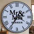 Bazinco Personalized Mr & Mrs Wall Clock | Custom Family Name Vintage Roman Numeral Wall Clock | Wedding & Anniversary Gift for Couples