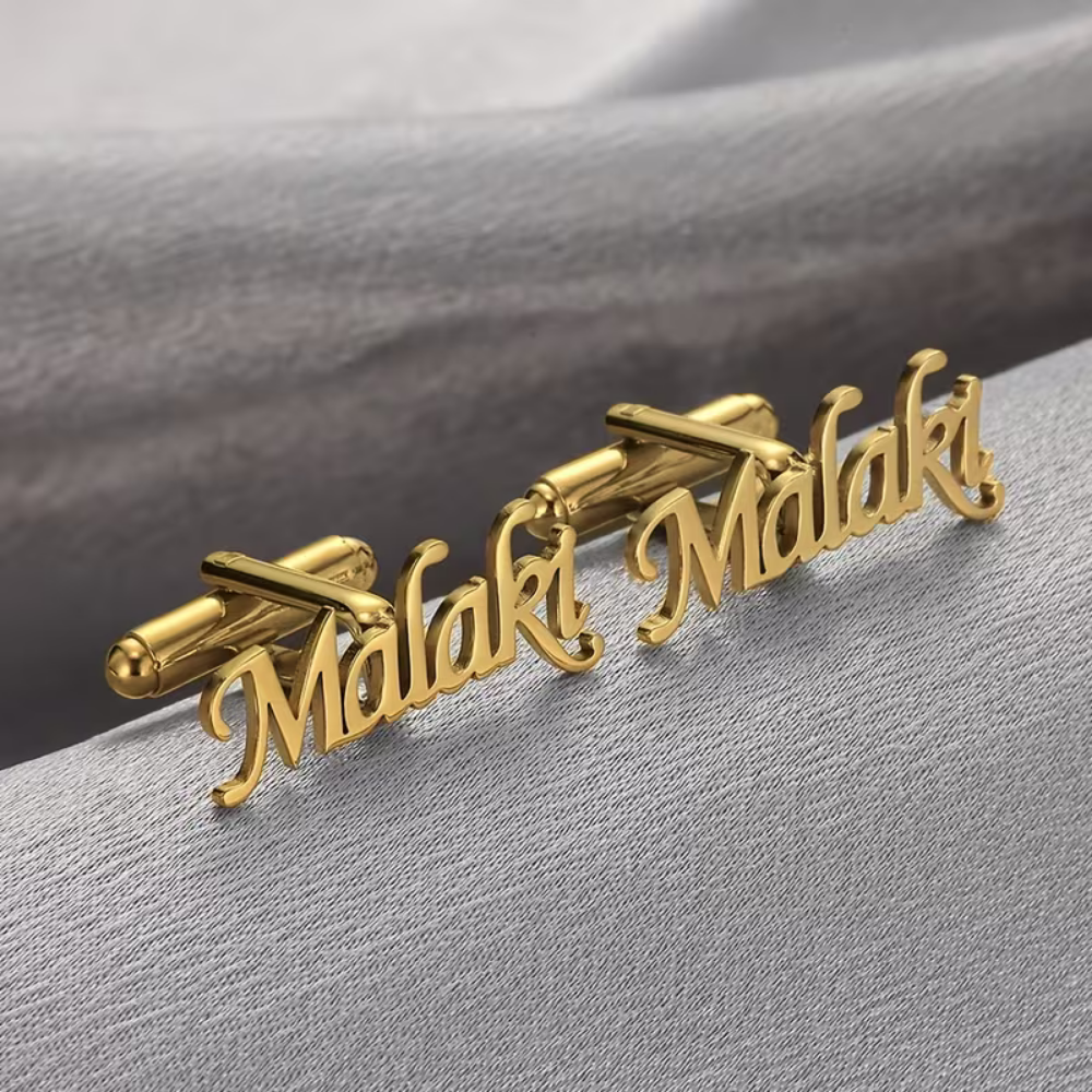 Bazinco Personalized Name Cufflinks Design – Custom Name Cufflinks for Men