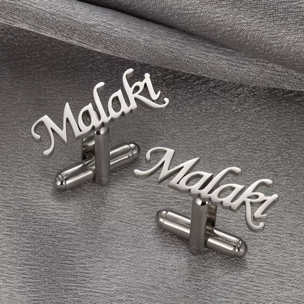Bazinco Personalized Name Cufflinks Design – Custom Name Cufflinks for Men