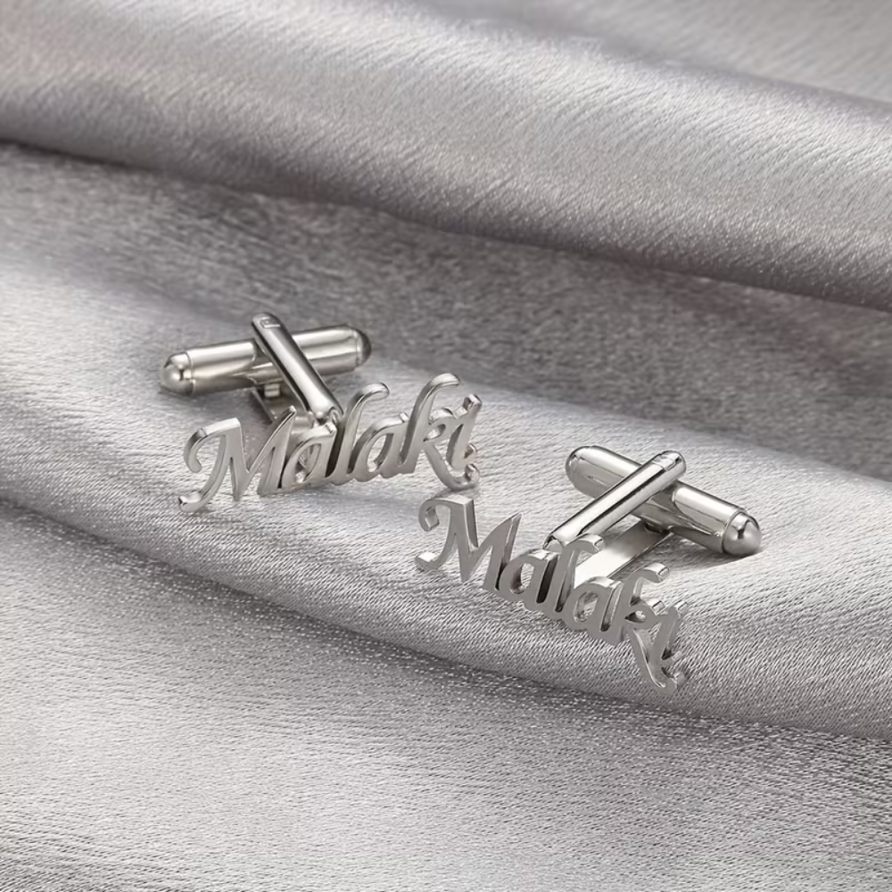 Bazinco Personalized Name Cufflinks Design – Custom Name Cufflinks for Men