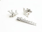 Bazinco Custom Letter Cufflinks with Personalized Name Tie Clip – Premium Rose Gold Monogram Set