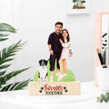 Bazinco Personalized Paw-some Family Caricature | Custom Family & Pet Acrylic Plaque with Wooden Base | Unique Family Gift for Pet Lovers, Couples & Dog Parents