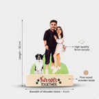 Bazinco Personalized Paw-some Family Caricature | Custom Family & Pet Acrylic Plaque with Wooden Base | Unique Family Gift for Pet Lovers, Couples & Dog Parents