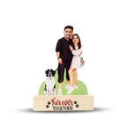 Bazinco Personalized Paw-some Family Caricature | Custom Family & Pet Acrylic Plaque with Wooden Base | Unique Family Gift for Pet Lovers, Couples & Dog Parents