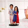 Bazinco Perfect Bhaiya Bhabhi Personalized Caricature | Custom Acrylic Plaque with Wooden Base | Unique Anniversary & Wedding Gift for Bhaiya Bhabhi