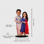 Bazinco Perfect Bhaiya Bhabhi Personalized Caricature | Custom Acrylic Plaque with Wooden Base | Unique Anniversary & Wedding Gift for Bhaiya Bhabhi