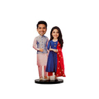 Bazinco Perfect Bhaiya Bhabhi Personalized Caricature | Custom Acrylic Plaque with Wooden Base | Unique Anniversary & Wedding Gift for Bhaiya Bhabhi