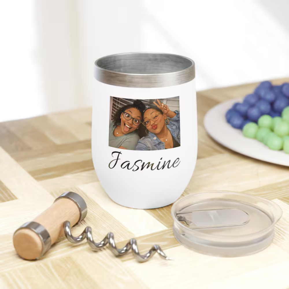 Personalized Picture Wine Tumbler with Name – Custom Photo Stainless Steel Vacuum Insulated Cup, Unique Gift for Her, Best Friend & Family | Bazinco