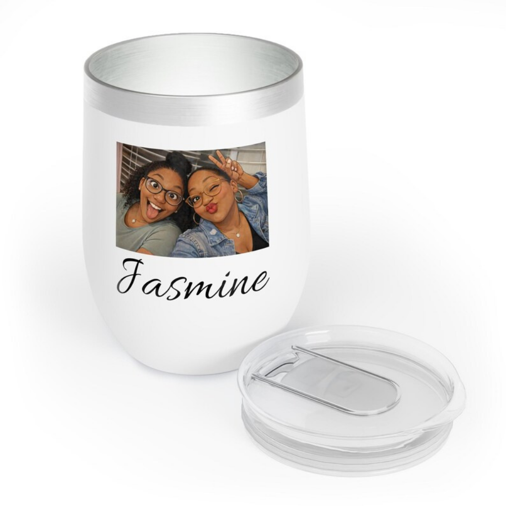 Personalized Picture Wine Tumbler with Name – Custom Photo Stainless Steel Vacuum Insulated Cup, Unique Gift for Her, Best Friend & Family | Bazinco