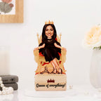 Bazinco Personalized Queen Of Everything Caricature for Women | Custom Acrylic Plaque with Wooden Base | Unique Gift for Women, Wife, Sister, Mom & Best Friend