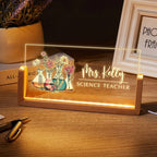 Bazinco Personalized Science Teacher LED Name Lamp with Laboratory Flask Design | Custom Acrylic Desk Lamp Gift