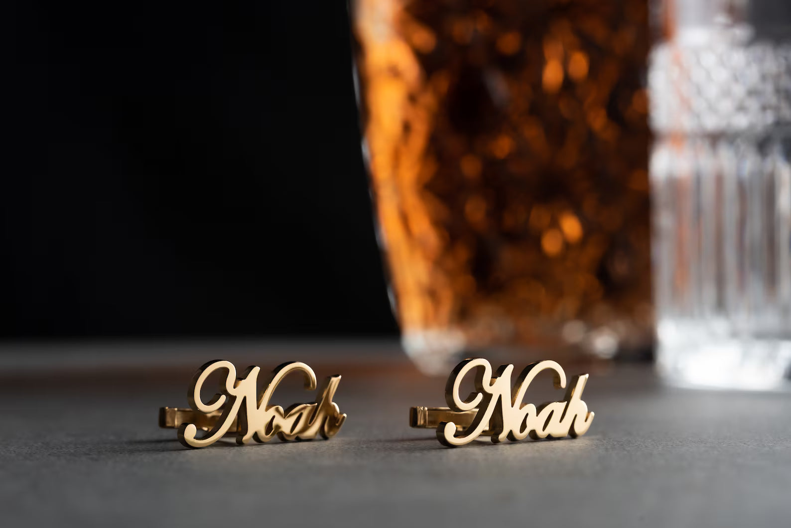 Gold finish cufflinks for men