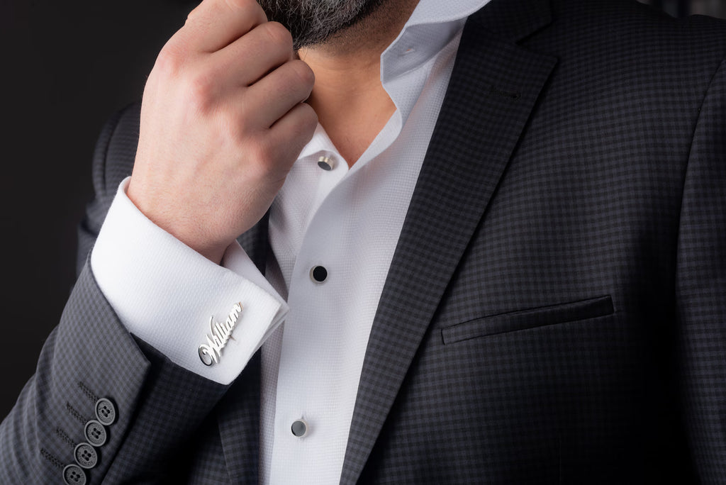 personalized silver finish cufflinks
