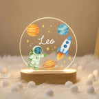 Bazinco Personalized Space Explorer LED Name Lamp with Astronaut & Rocket Design | Custom Acrylic Night Lamp for Kids