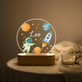 Bazinco Personalized Space Explorer LED Name Lamp with Astronaut & Rocket Design | Custom Acrylic Night Lamp for Kids