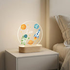 Bazinco Personalized Space Explorer LED Name Lamp with Astronaut & Rocket Design | Custom Acrylic Night Lamp for Kids