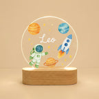 Bazinco Personalized Space Explorer LED Name Lamp with Astronaut & Rocket Design | Custom Acrylic Night Lamp for Kids
