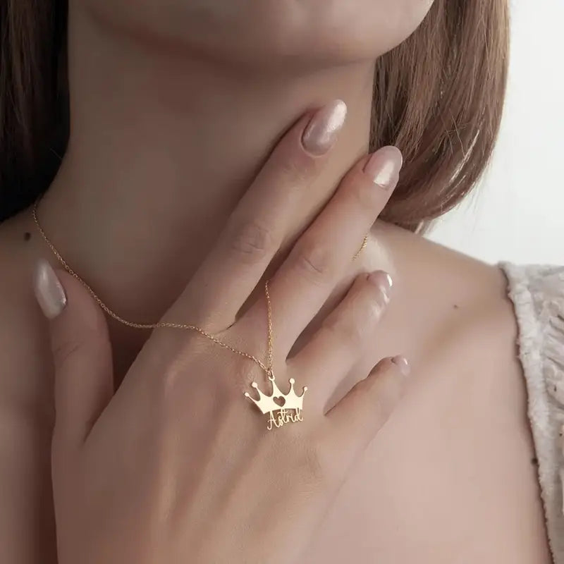 Bazinco Pendants
personalized crown pendant
custom crown pendant
crown name pendant
royal name pendant
personalized crown necklace
