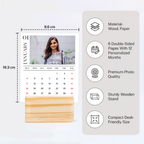 Bazinco Personalized Photo Print Desk Top Calendar | Custom Wooden Stand Calendar | Personalized Yearly Photo Calendar for Office Desk & Home Decor