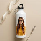 Bazinco Personalized Aluminum Sipper Bottle with Custom Photo Print, Carabiner Clip & Secure Screw Cap, Portable Water Bottle for Gym, Travel & Office
