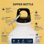 Bazinco Personalized Photo & Text Sipper Bottle with Custom Keychain | Customized Water Bottle Gift
