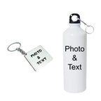 Bazinco Personalized Photo & Text Sipper Bottle with Custom Keychain | Customized Water Bottle Gift