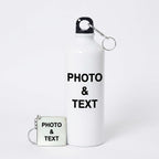 Bazinco Personalized Photo & Text Sipper Bottle with Custom Keychain | Customized Water Bottle Gift