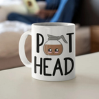 Bazinco Pot Head Funny Coffee Pun Ceramic Mug | Cute Coffee Pot Printed Coffee Mug | Premium Ceramic Tea Cup | Funny Gift for Coffee Lovers, Home & Office | 325 ml