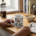 Bazinco Pot Head Funny Coffee Pun Ceramic Mug | Cute Coffee Pot Printed Coffee Mug | Premium Ceramic Tea Cup | Funny Gift for Coffee Lovers, Home & Office | 325 ml