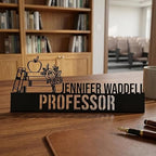 Bazinco Personalized Professor Name Plate – Custom Teacher Desk Name Plate with Books Design