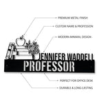 Bazinco Personalized Professor Name Plate – Custom Teacher Desk Name Plate with Books Design
